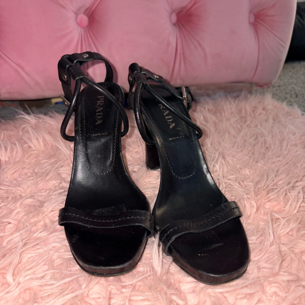 Vintage Prada Women's Black Strappy Heels